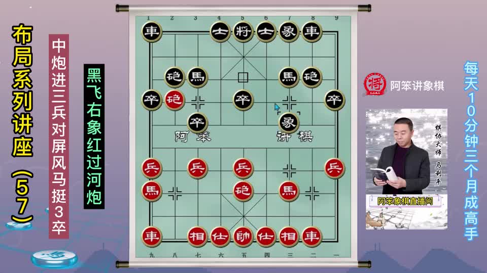 象棋布局讲座 中炮进三兵对屏风马挺3卒（黑飞右象红过河炮）#象棋