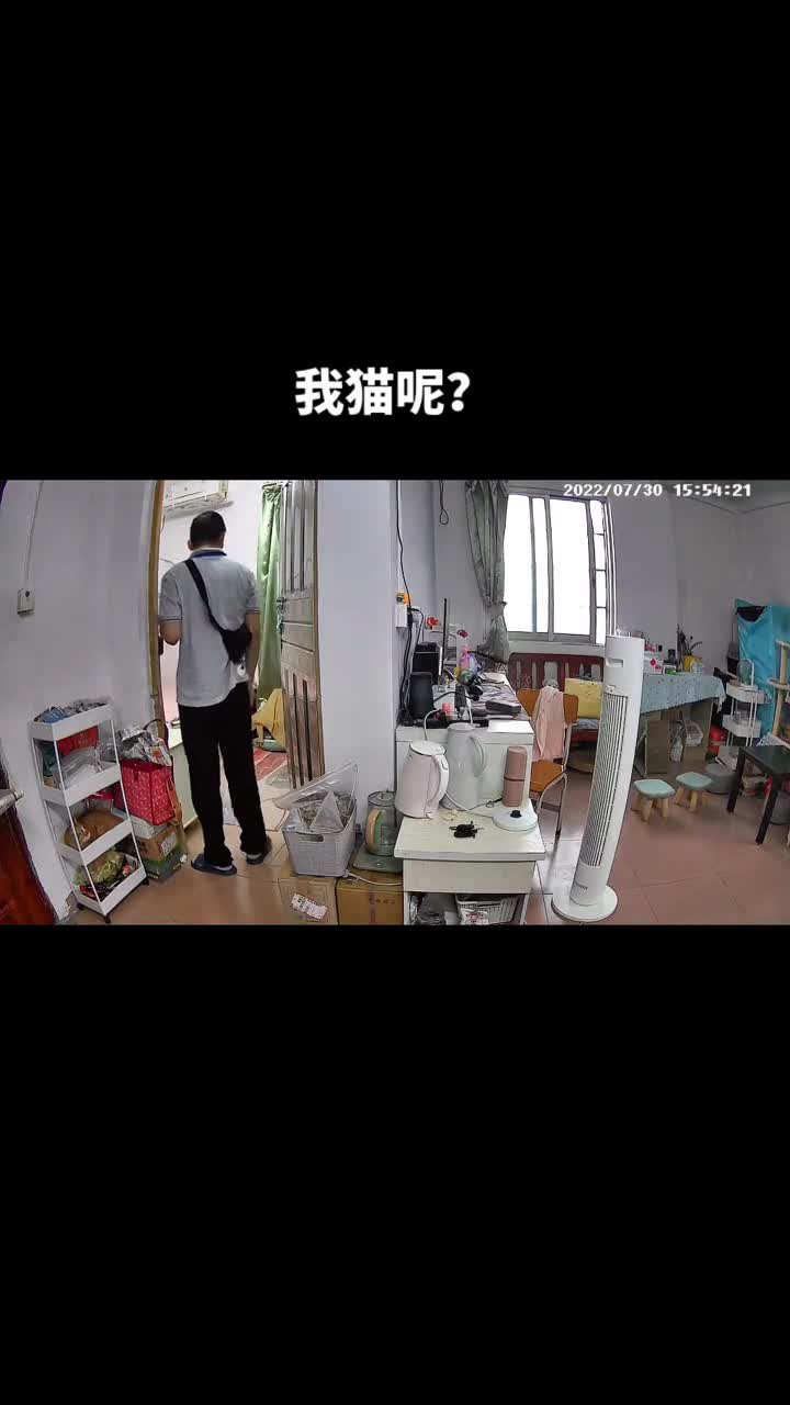 我的妈呀真吓死我了还以为你不翼而飞了 监控下的一幕 