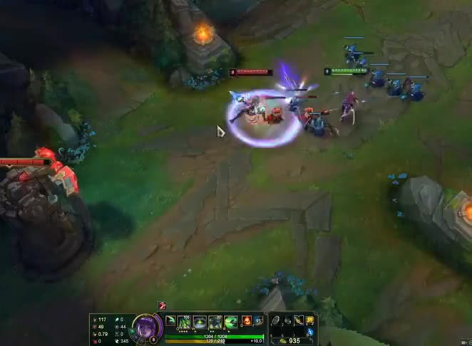 中路阿卡丽对线锐雯，一套细节操作满血收割掉对手！