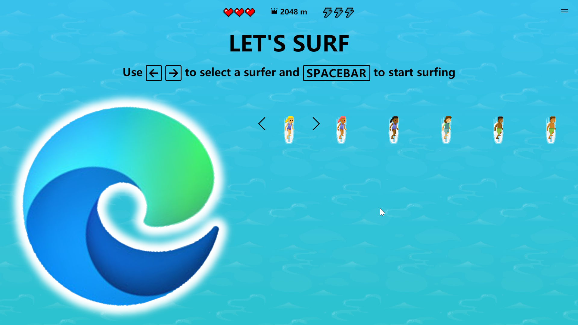Microsoft​ Edge中隐藏的彩蛋小游戏（LET\x27S SURF）《新游戏体验》第四十期 覆盖的实况#搞笑#游戏