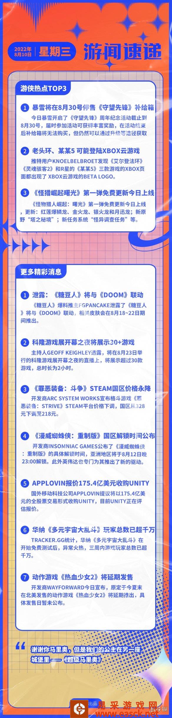 游侠早报:《守望先锋》补给箱将在8月30号停售!