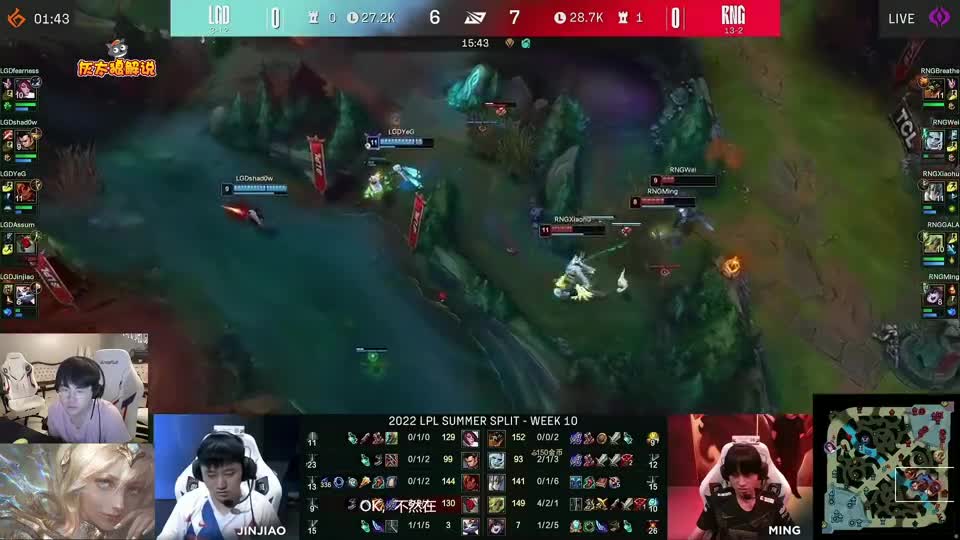 英雄联盟：姿态解说RNG VS LGD G1，前期4\-1的老鼠被小虎加里奥拿捏了，好强！