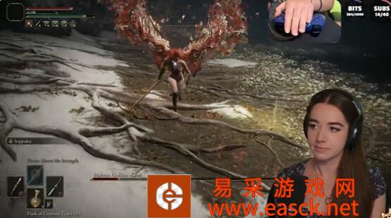行云流水！美女主播1级单手击杀《艾尔登法环》女武神