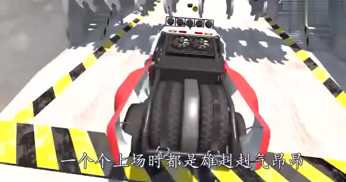 汽车加足马力能冲过巨型斧头阵吗？3D动画模拟，看完热血沸腾