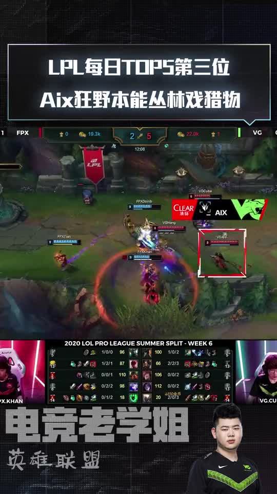 英雄联盟：LPL每日TOP5第三位 Aix狂野本能丛林戏猎物