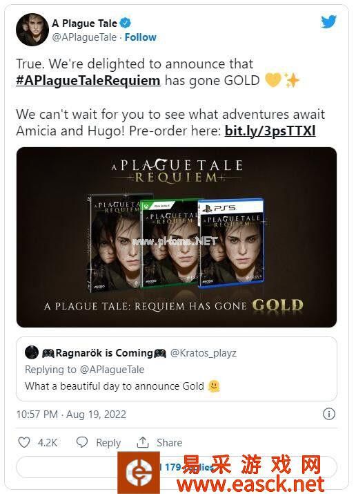 《瘟疫传说:安魂曲》完成开发 现已送厂压盘