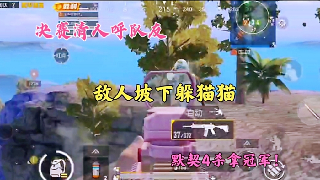 决赛清人呼队友，敌人坡下躲猫猫，默契4杀拿冠军！