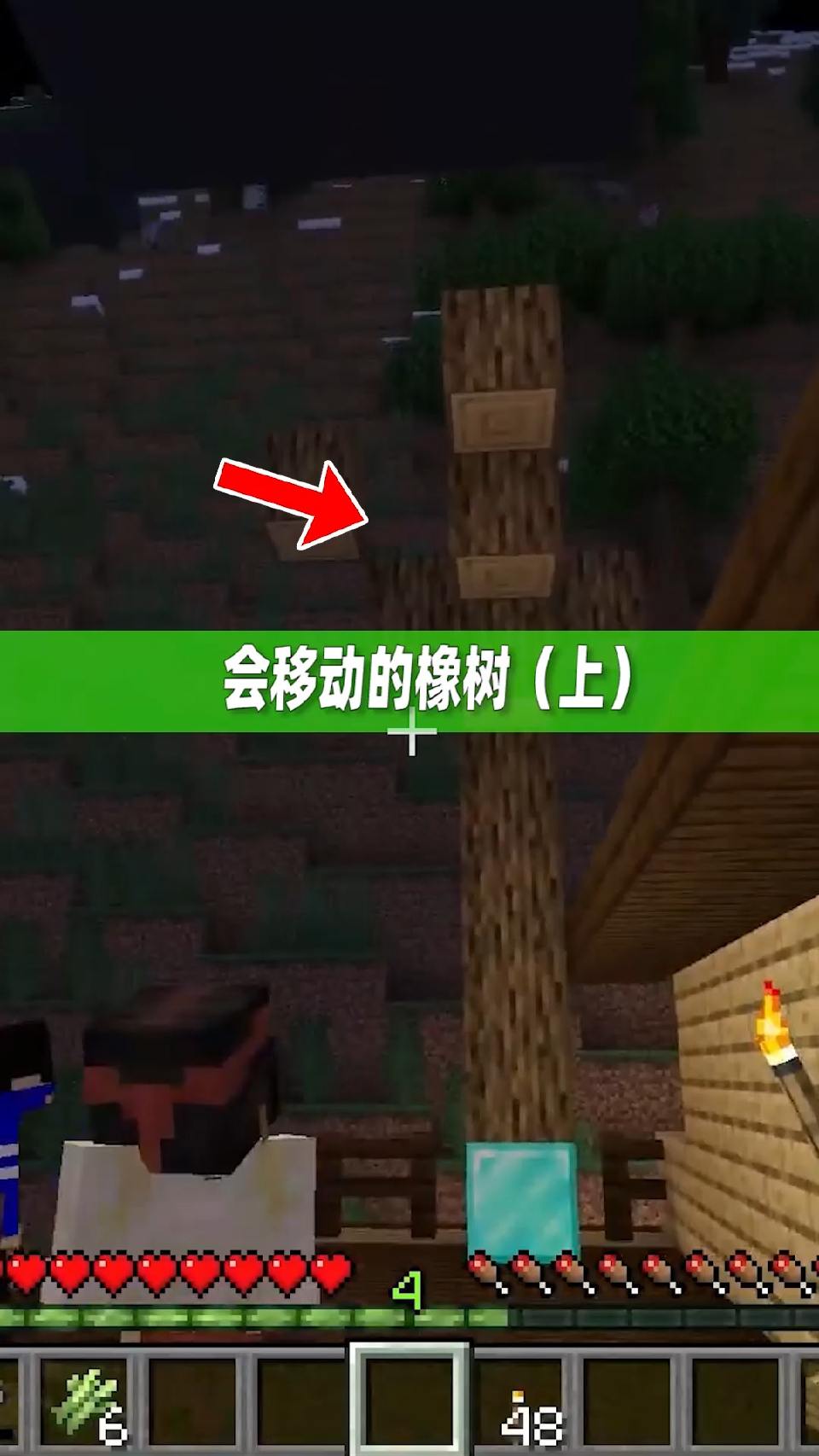 #我的世界#我的世界：游戏中见到钻石块就会移动的橡树！