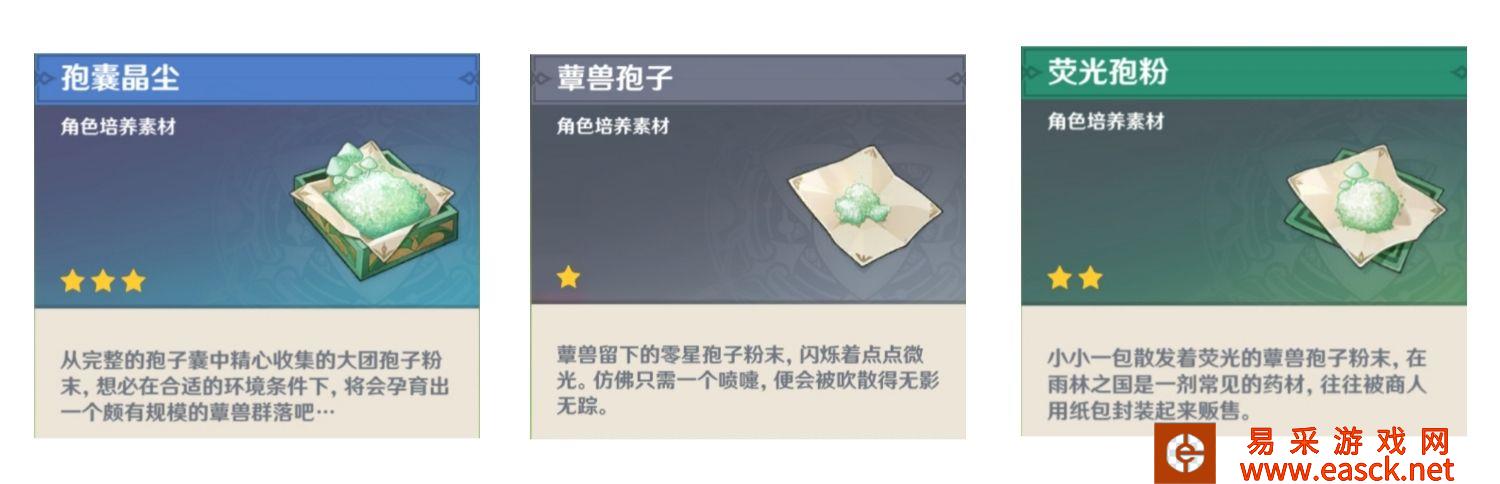 原神蕈兽不同状态下死亡掉落物一览
