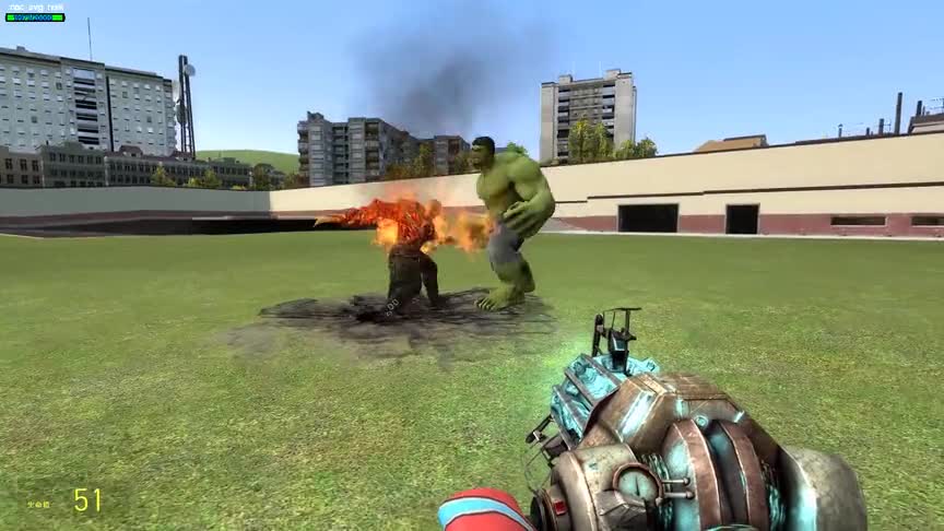 【GMOD】绿巨人浩克 VS 火焰暴君，听说你很暴躁，比一比吗