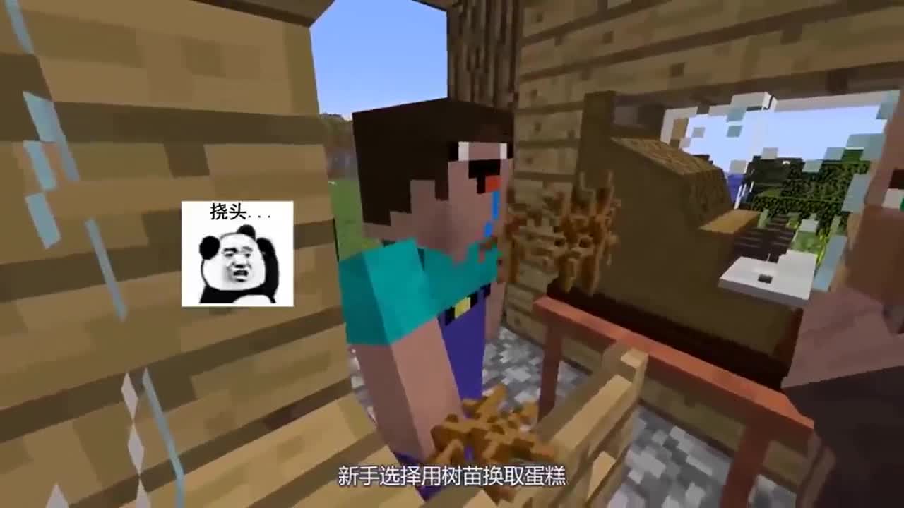 我的世界：新手VS高手，差点因为一个蛋糕毁了村子！