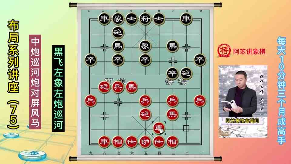 中国象棋布局讲座 中炮巡河炮对屏风马（黑飞左象左炮巡河）#象棋