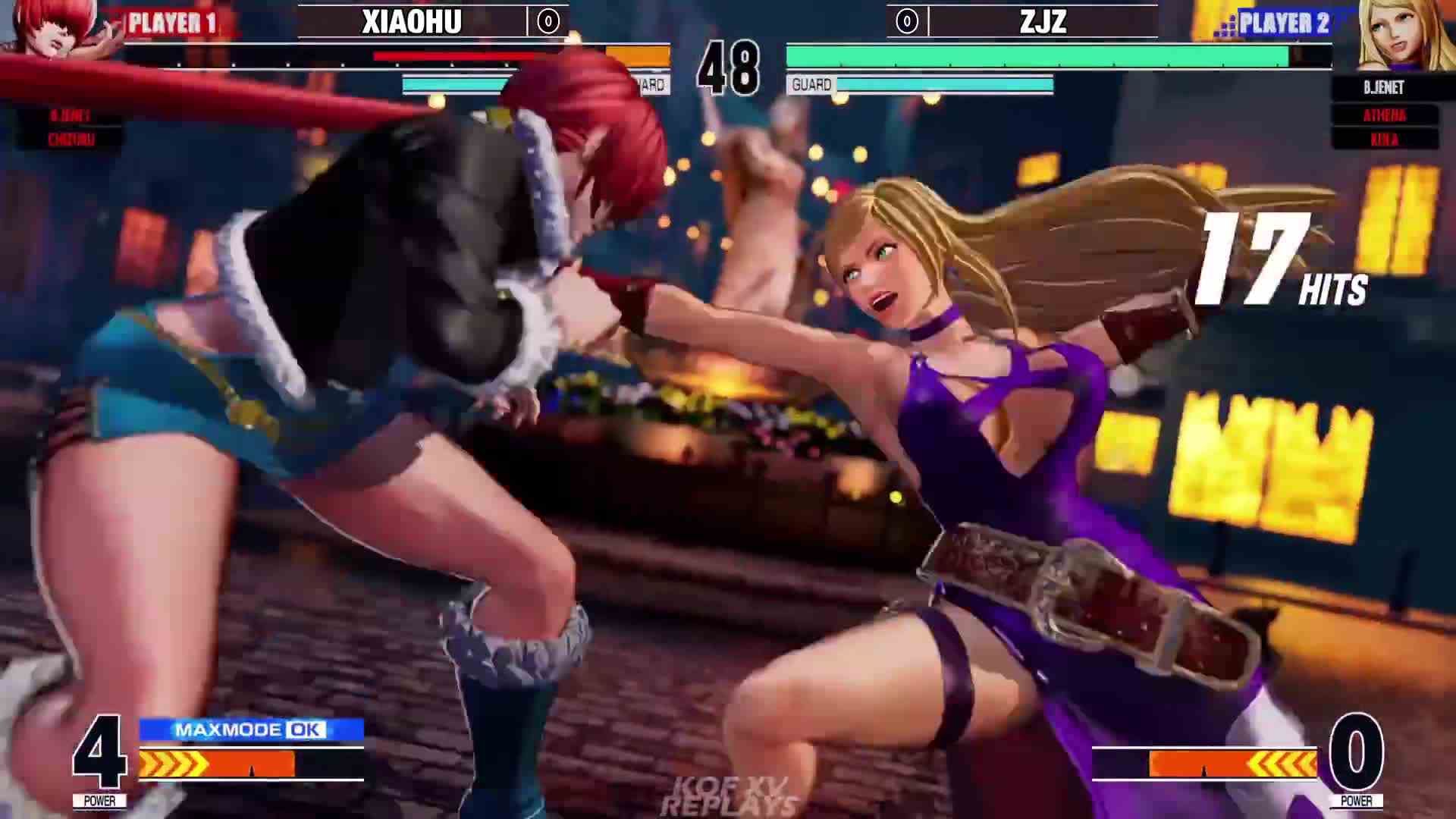#最强对抗组 （求关注）拳皇 XV：ZJZ（雅典娜、珍妮特）VS XIAOHU（珍妮特、夏尔米）