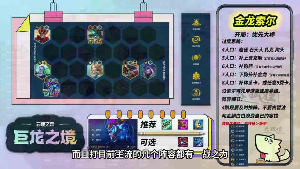 【云顶S7.5】金龙索尔核弹流，新版必玩阵容，一个技能清全场