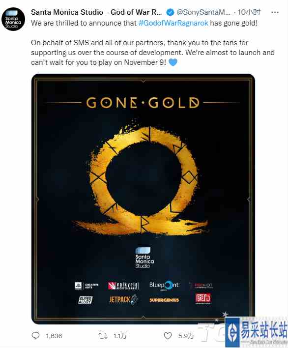 圣莫尼卡工作室发文表示《战神5》已进入压盘阶段