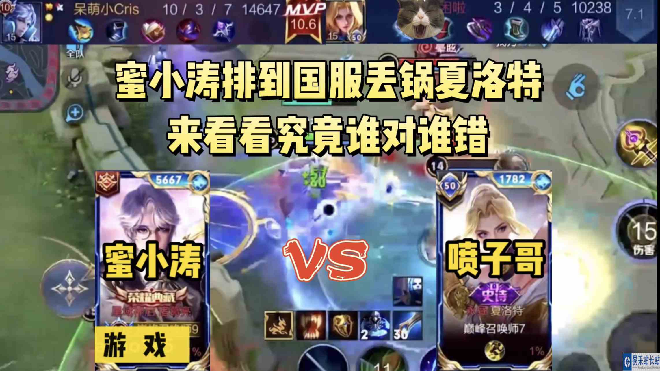 蜜小涛被评分垫底的国服夏洛特狂喷，后凭实力打脸喷子，太过瘾了