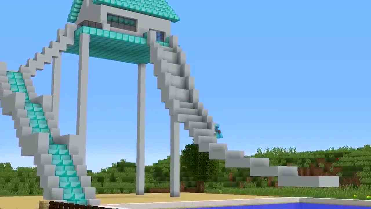 我的世界：不同版本的水上乐园，大神居然建造出了一个宫殿！