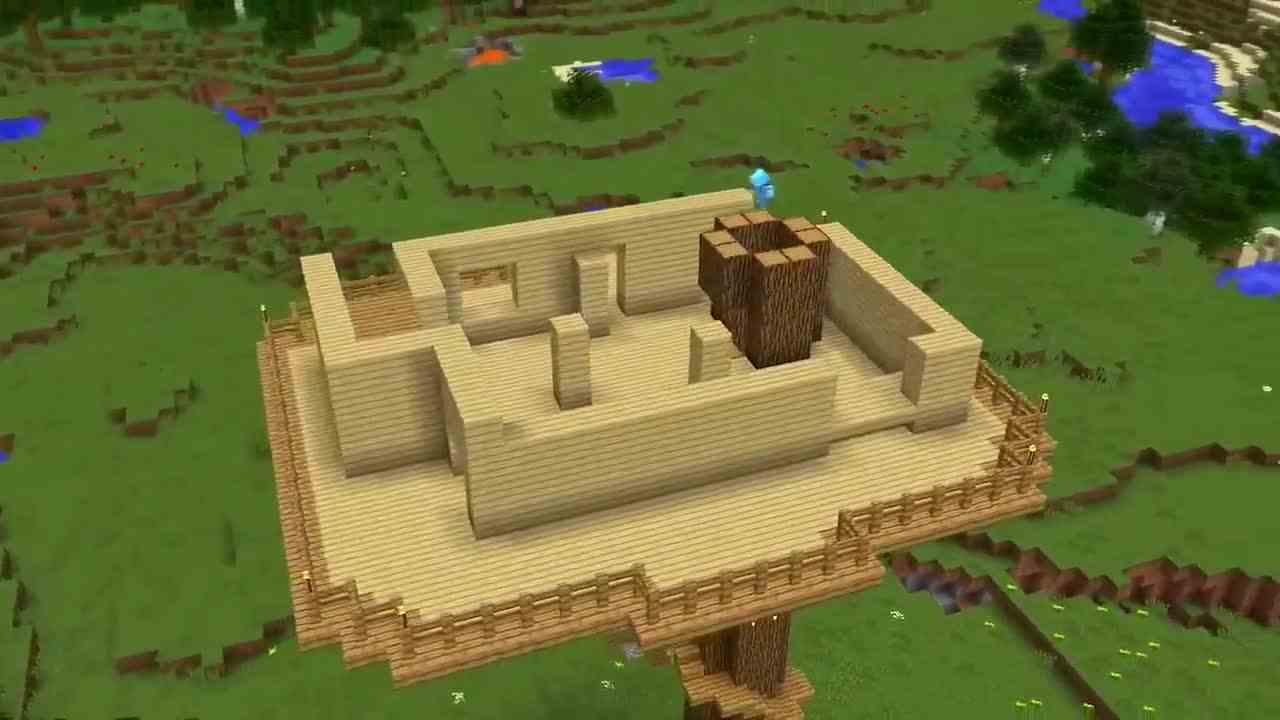 我的世界：树屋建造比赛，上帝建造了一间别墅！