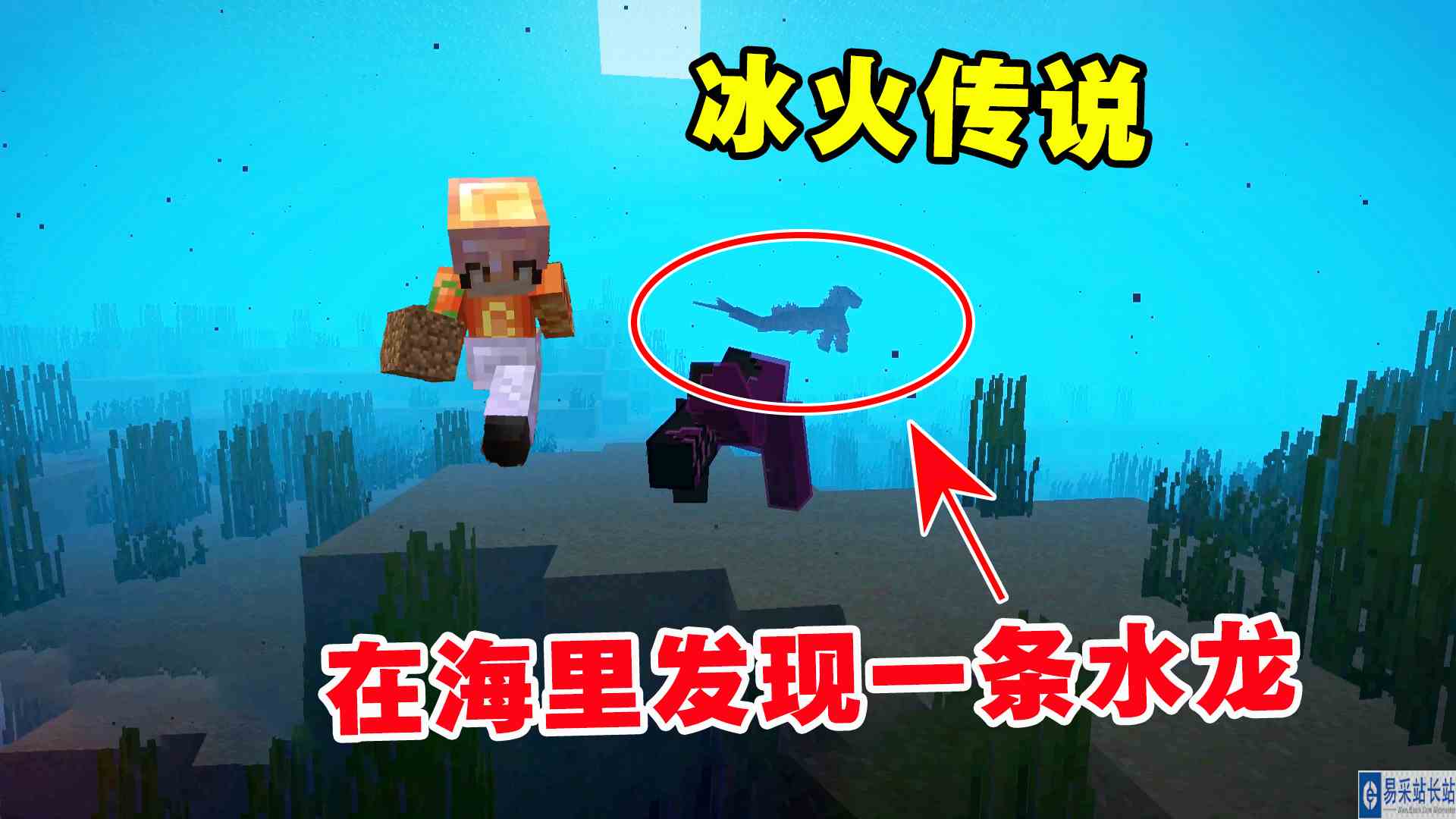我的世界冰火传说1：新系列冰火传说！在海里发现一条水龙#我的世界#冰火传说