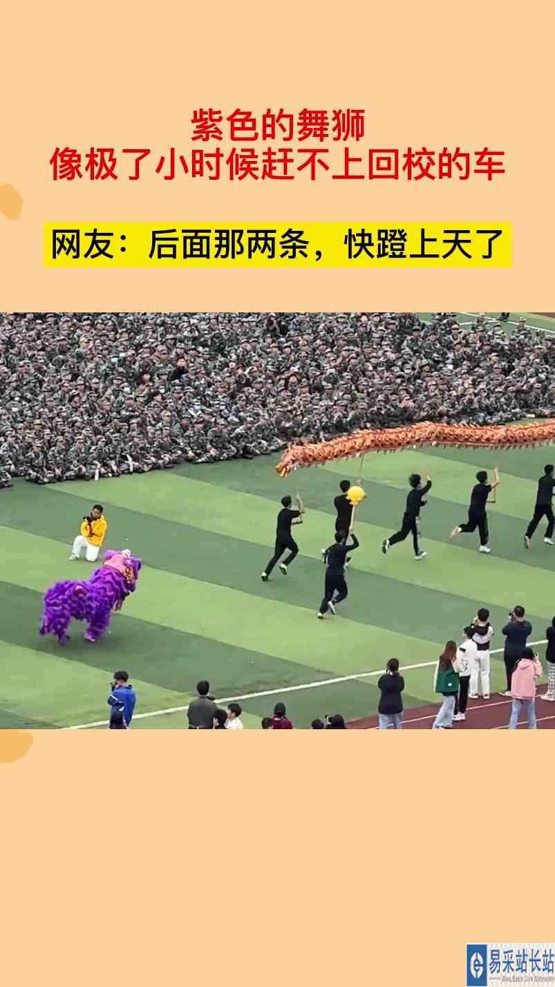 紫色的舞狮像极了小时候赶不上回校的车