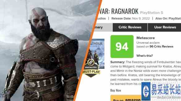 《战神5》是今年M站评分第二高新作：索尼评分最高游戏