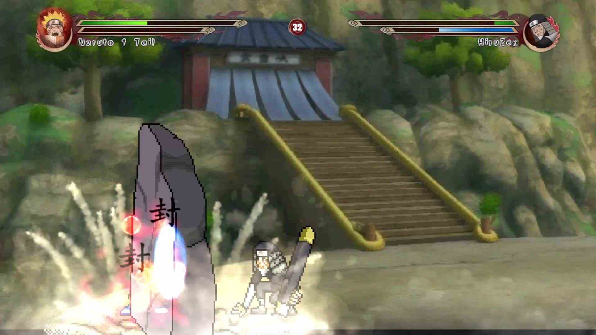 火影忍者MUGEN，三代火影使出绝招，把九尾化的鸣人封印了