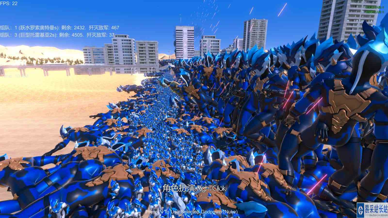 史诗战争模拟器：2500个跃水罗索奥特曼VS5000个巨型托雷基亚奥特曼
