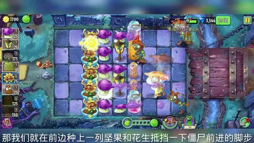 植物大战僵尸2黑暗时代（困难5\-6）大喷菇刮痧？那就点豆成兵
