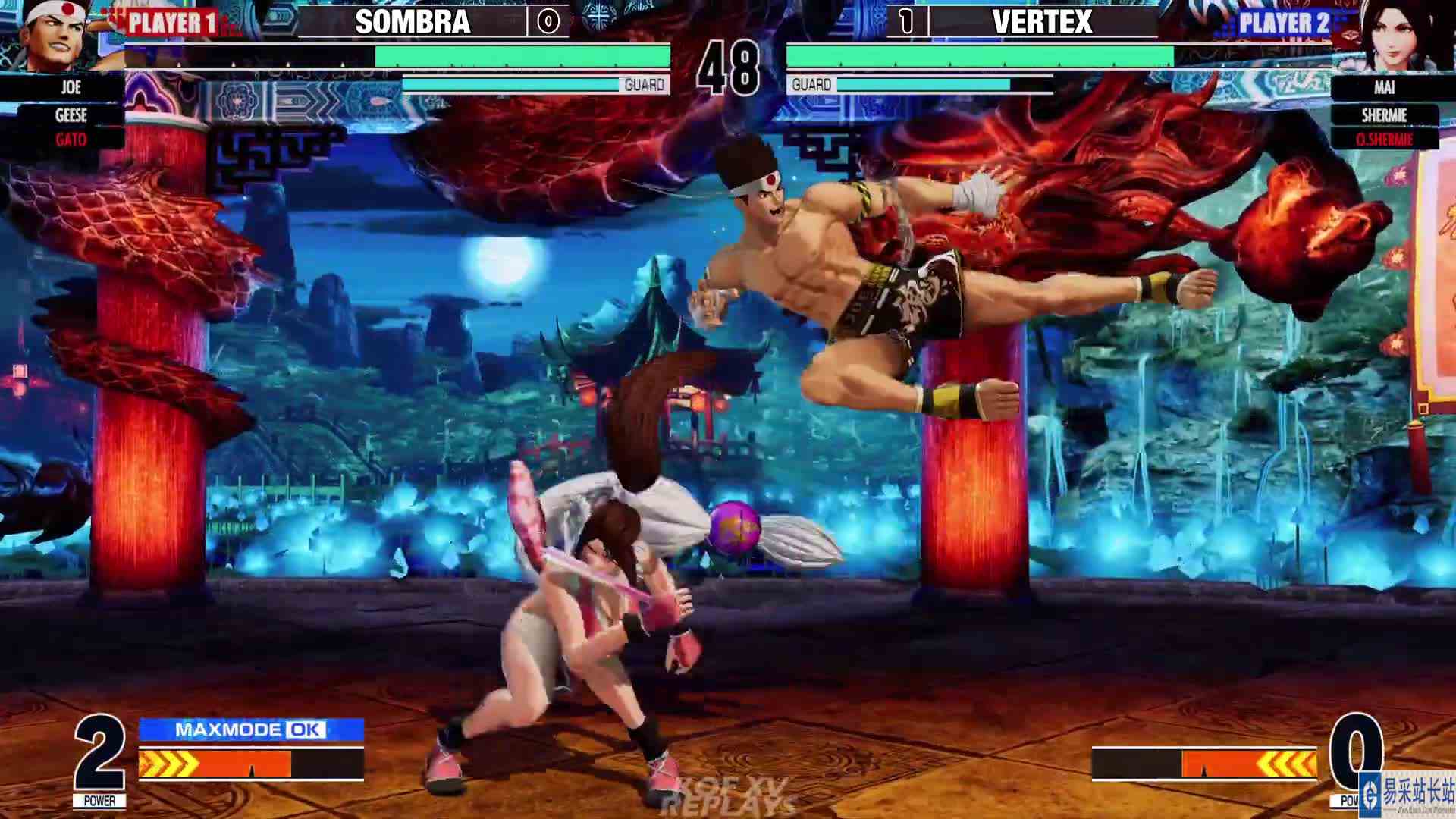 拳皇 XV：Sombra（牙刀、吉斯）VS Vertex（O夏尔米、舞、夏尔米） #游戏新星扶持计划 