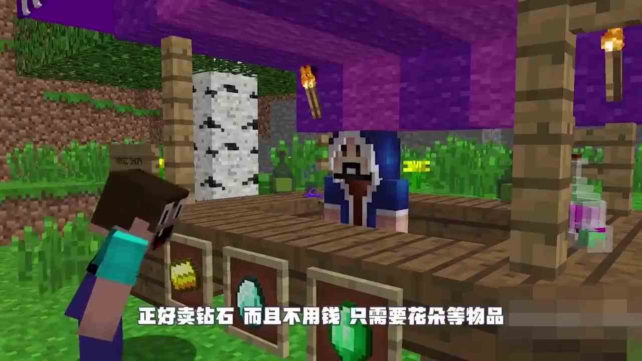 我的世界：阿呆制作出来一个宝石生产器，把宝石都分给了村民！