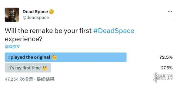 《死亡空间重制版》官推投票：超70%玩家玩过原版！