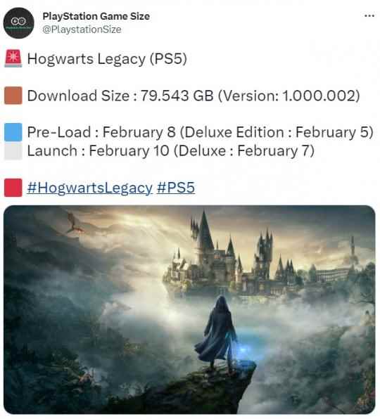《霍格沃茨之遗》PS5版容量80GB 豪华版5号开始预载