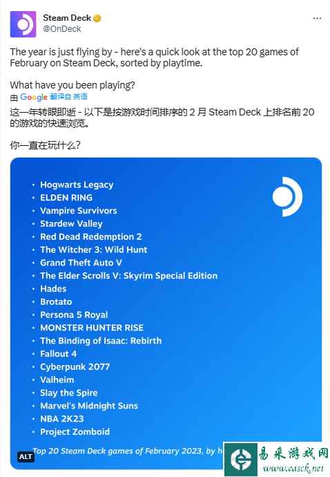 V社掌机2月热玩游戏Top20：《霍格沃茨之遗》第一！