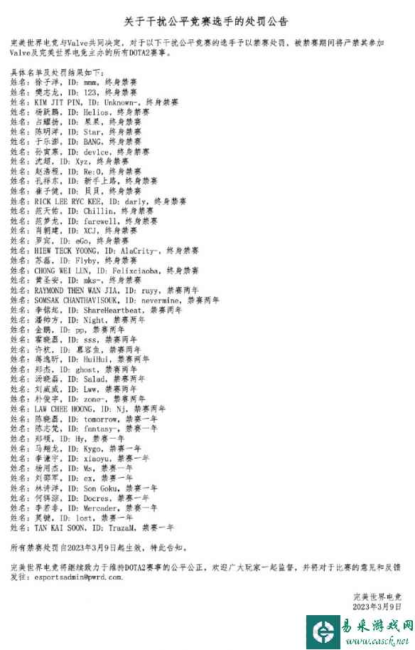 46位DOTA2选手被官方禁赛 其中有21位被终身禁赛！