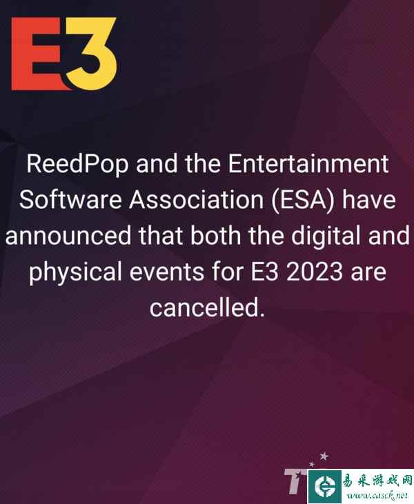 随厂商相继退出 2023年E3游戏展官方宣布正式取消