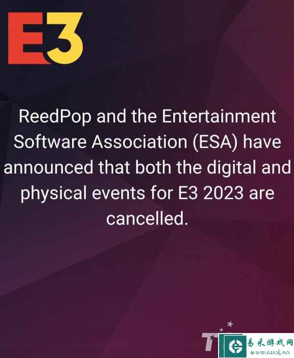 随厂商相继退出 2023年E3游戏展官方宣布正式取消
