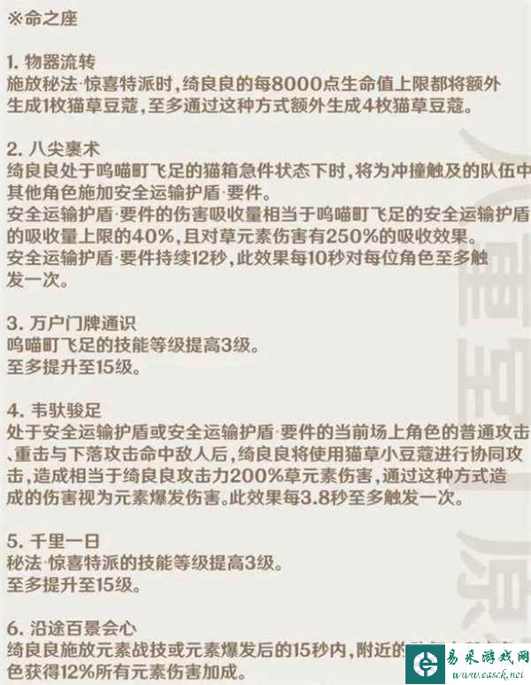 《原神》3.7绮良良技能命座效果一览