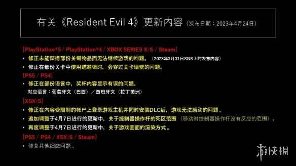 《生化危机4:重制版》发布更新 修复开镜穿墙等bug!