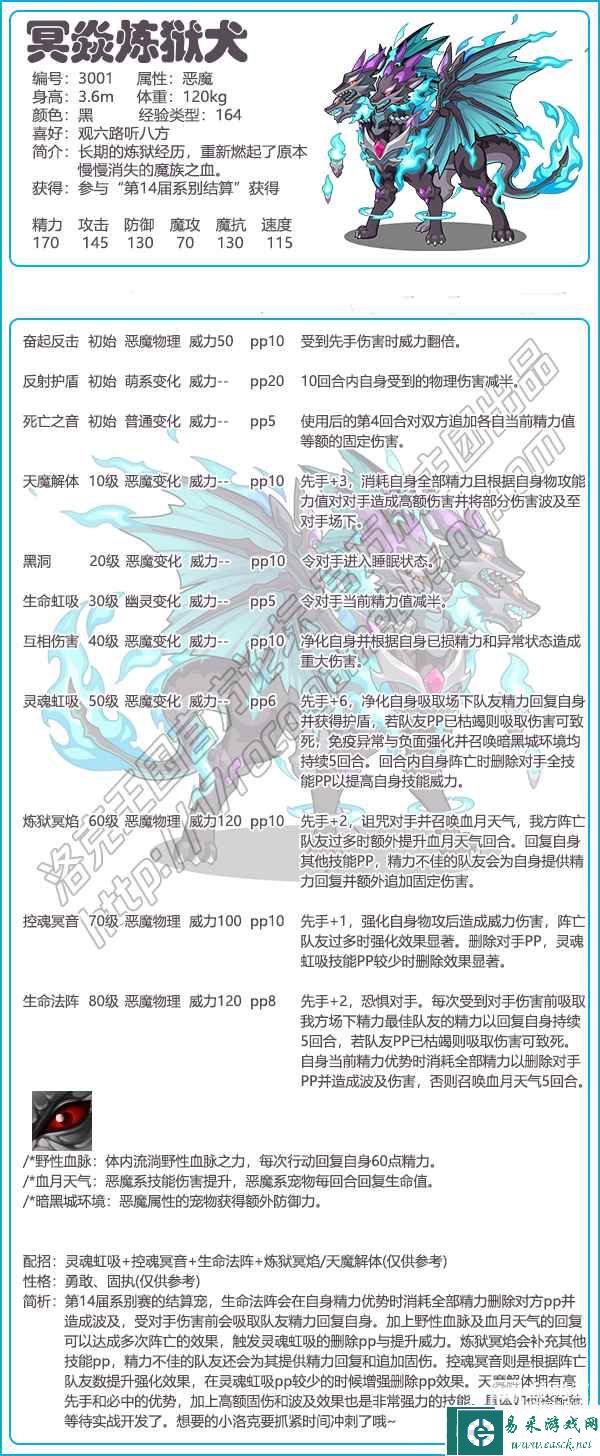 《洛克王国》冥焱炼狱犬性格推荐