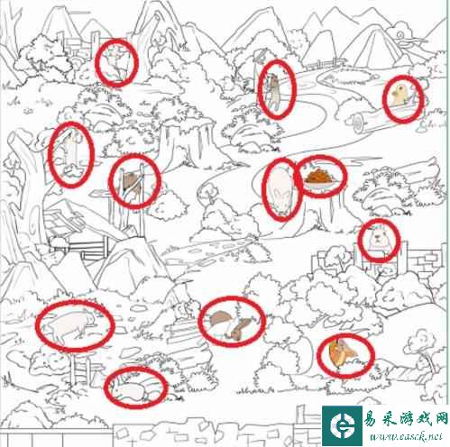 《疯狂梗传》找兔兔找出十二只兔兔通关攻略