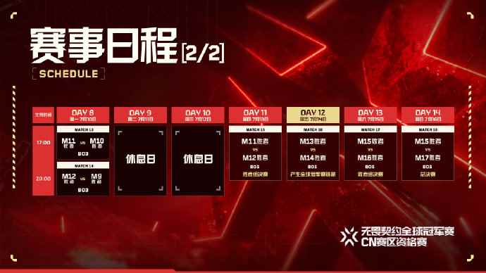 无畏契约2023全球冠军赛CN赛区资格赛：赛程表及对阵名单