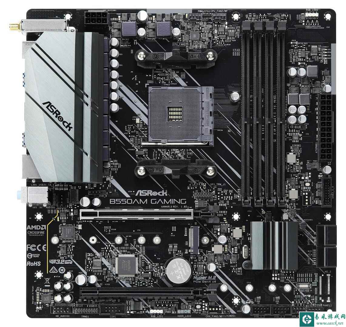 首次曝光!华擎B550AM Gaming主板高清照:10相供电+PCIe 4.0支持