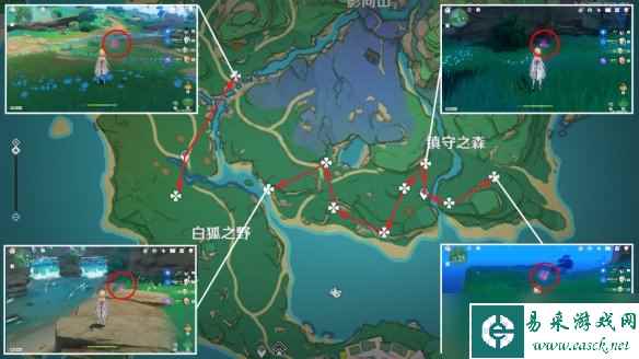 《原神》绯樱绣球分布图 3.8绯樱绣球收集路线