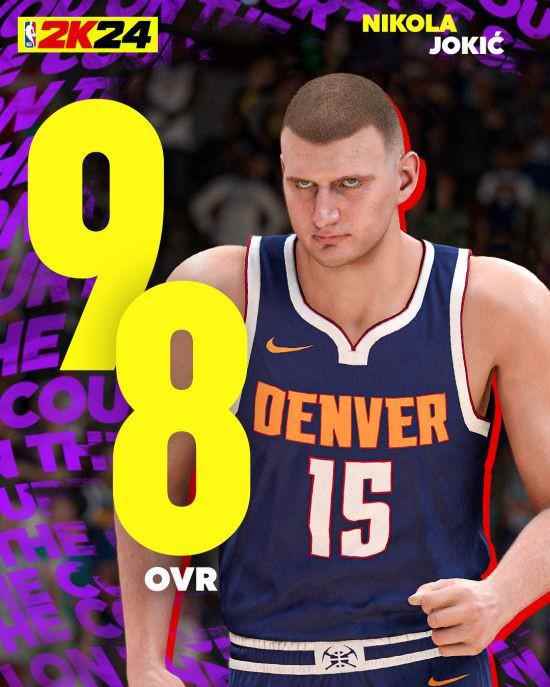 NBA 2K24球员能力值公布!约基奇98分实至名归!