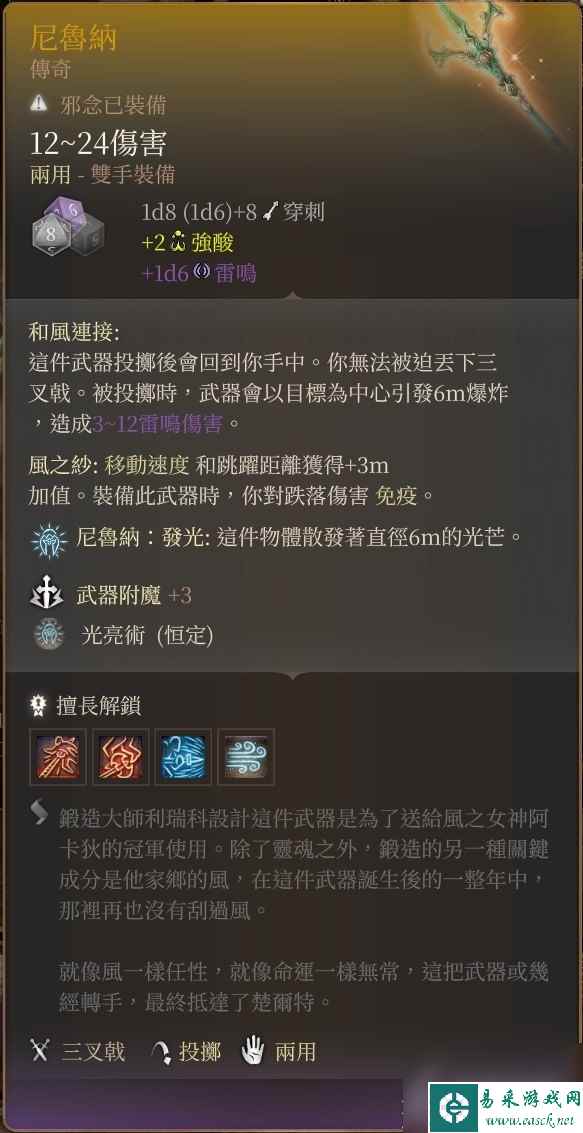 博德之门3传奇投掷武器尼鲁纳怎么获取