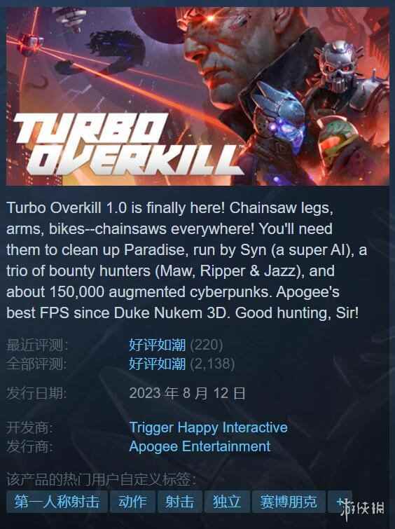 好评如潮赛博朋克FPS《Turbo Overkill》正式版上线!