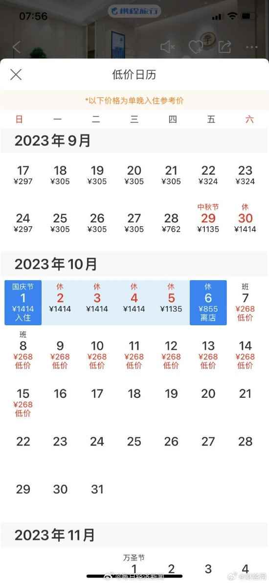 国庆经济型酒店预订价格上涨：200多暴涨到1000多！