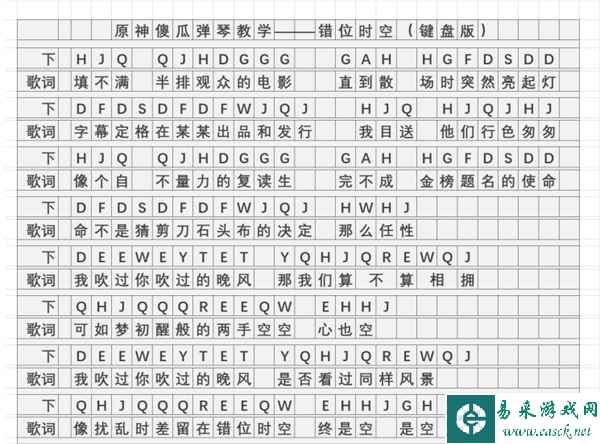 《原神》错位时空琴谱简谱分享