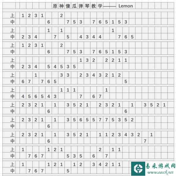 《原神》lemon琴谱简谱分享