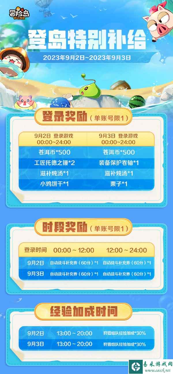 冒险岛枫之传说登岛特别补给活动一览
